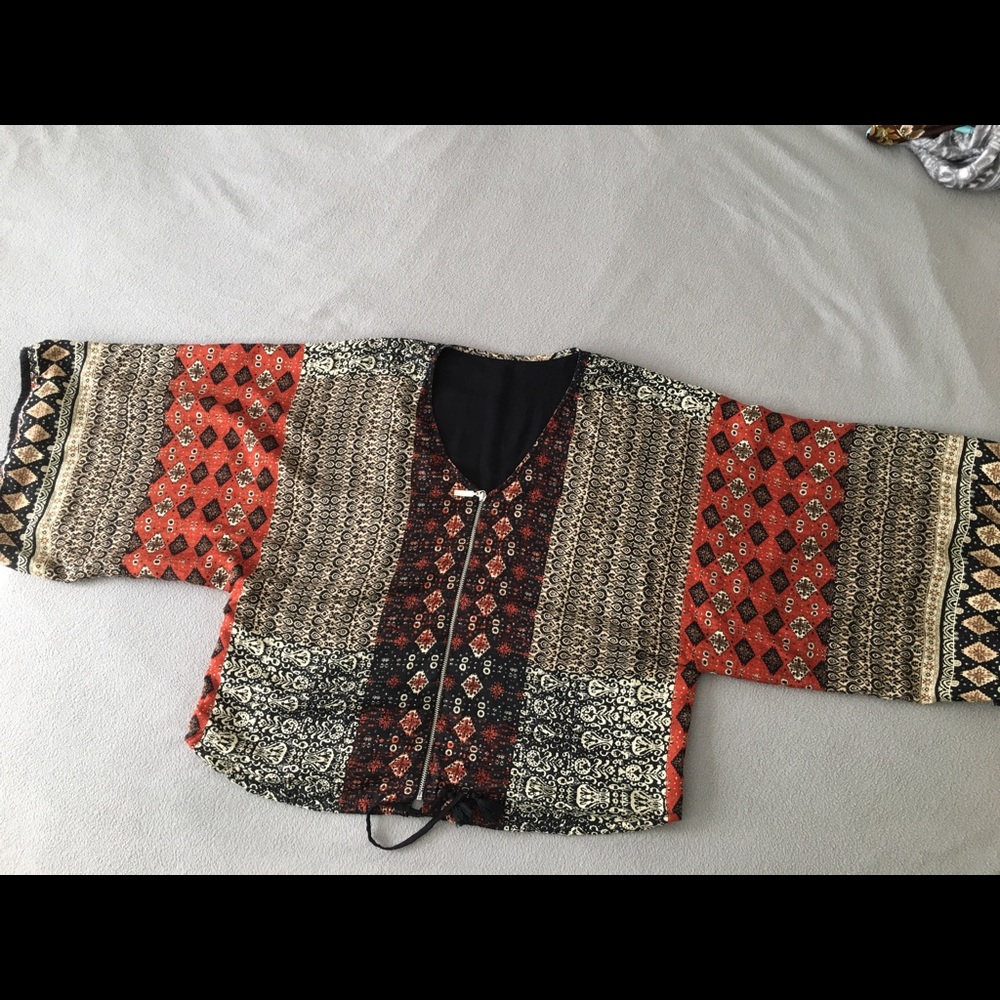 Kimono Dolman Sleeve Zip Front Jacket - Picture 4 of 8